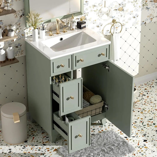24in Small Vanity Cabinet Undermount Sink Soft Close Door Easy Assembly Bathroom Furniture Customized