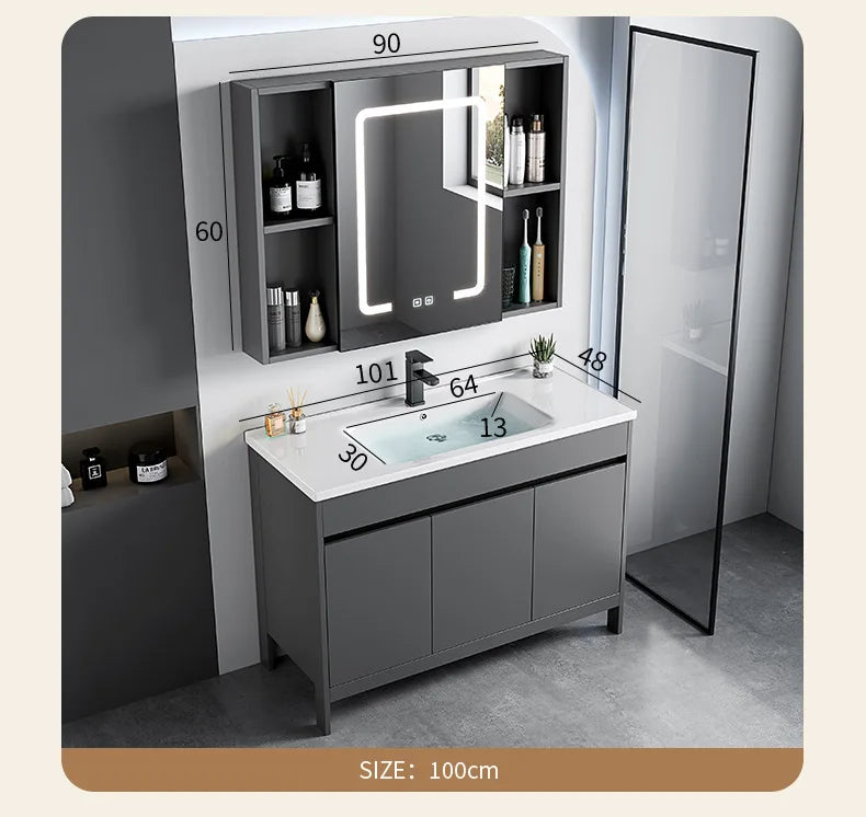 bathroom cabinet Combination bathroom Ceramic integrated double basin Deepening face washstand Customizable