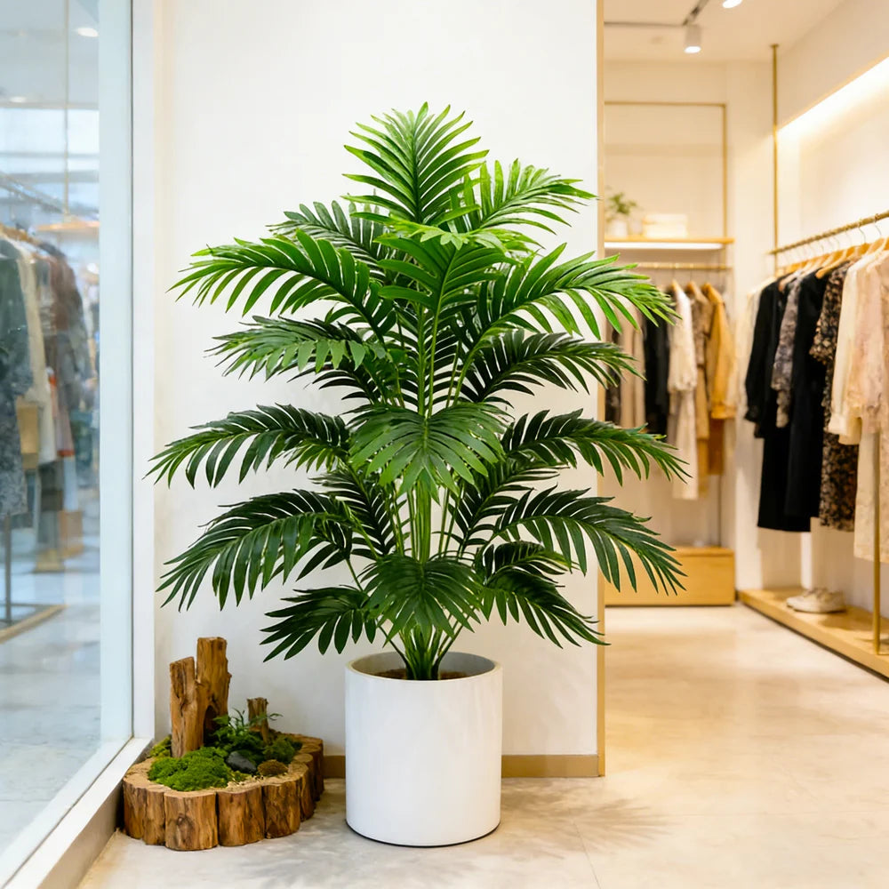 60-80cm Tall Artificial Palm Tree Fake Monstera Plants Branch Plastic Maranta Leafs Faux Coconut Leaves For Home Indoor Decor