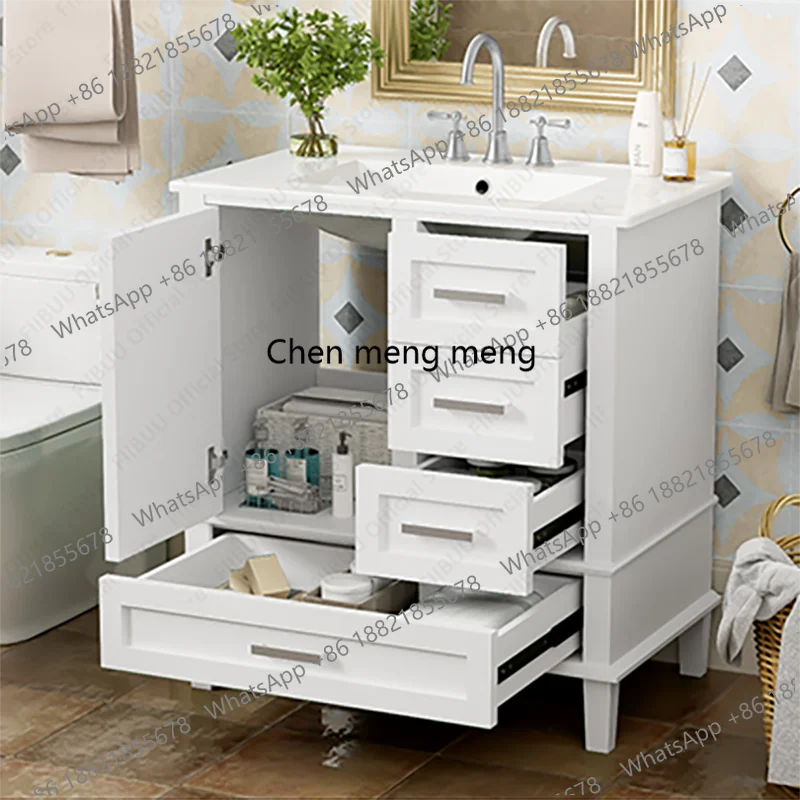 30" Bathroom Vanity with Sink Solid Wood Cabinet Waterproof Modern Storage with 3 Drawers Soft Close Door Sink Vanity Combo Set