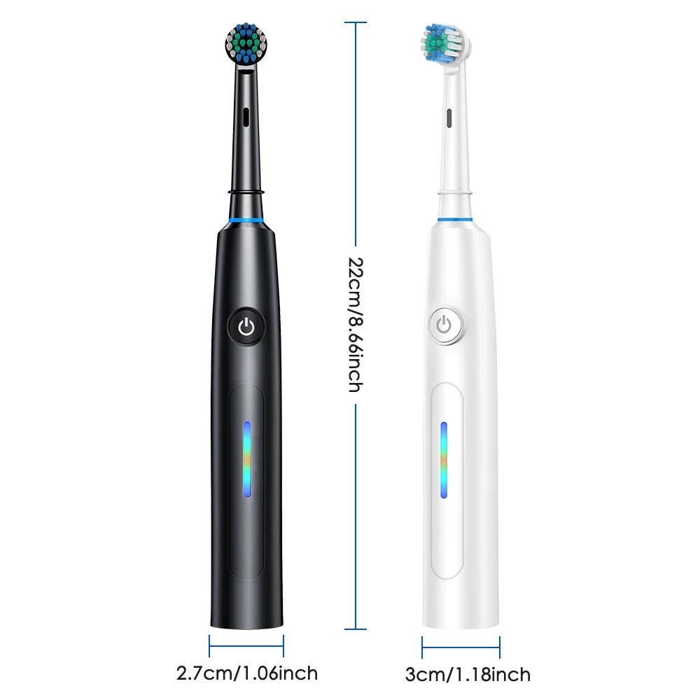 3D Rotating Electric Toothbrush 5 Modes USB Fast Rechargeable Rotary Electric Toothbrush with Travel Case 4 Brush Heads