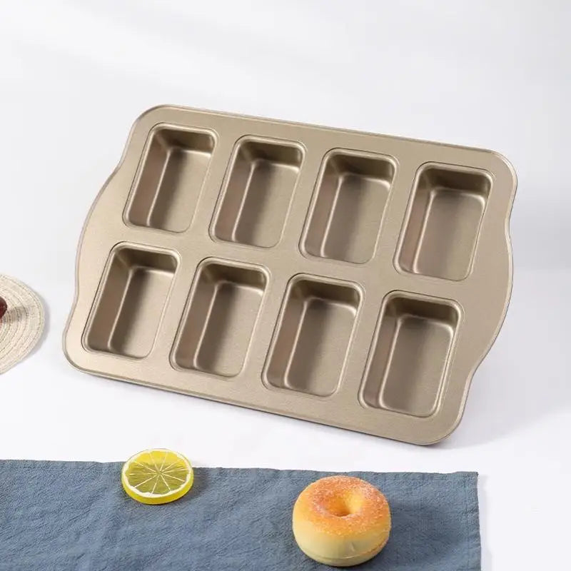 Non-Stick Baking Pan with 8 Molds, Home Use Mini Loaf Pans, Oven Compatible Toast, Muffin, and Cupcake Mold Baking Tools.