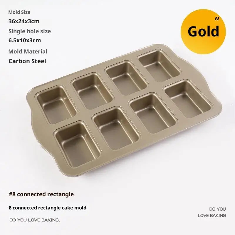 Non-Stick Baking Pan with 8 Molds, Home Use Mini Loaf Pans, Oven Compatible Toast, Muffin, and Cupcake Mold Baking Tools.