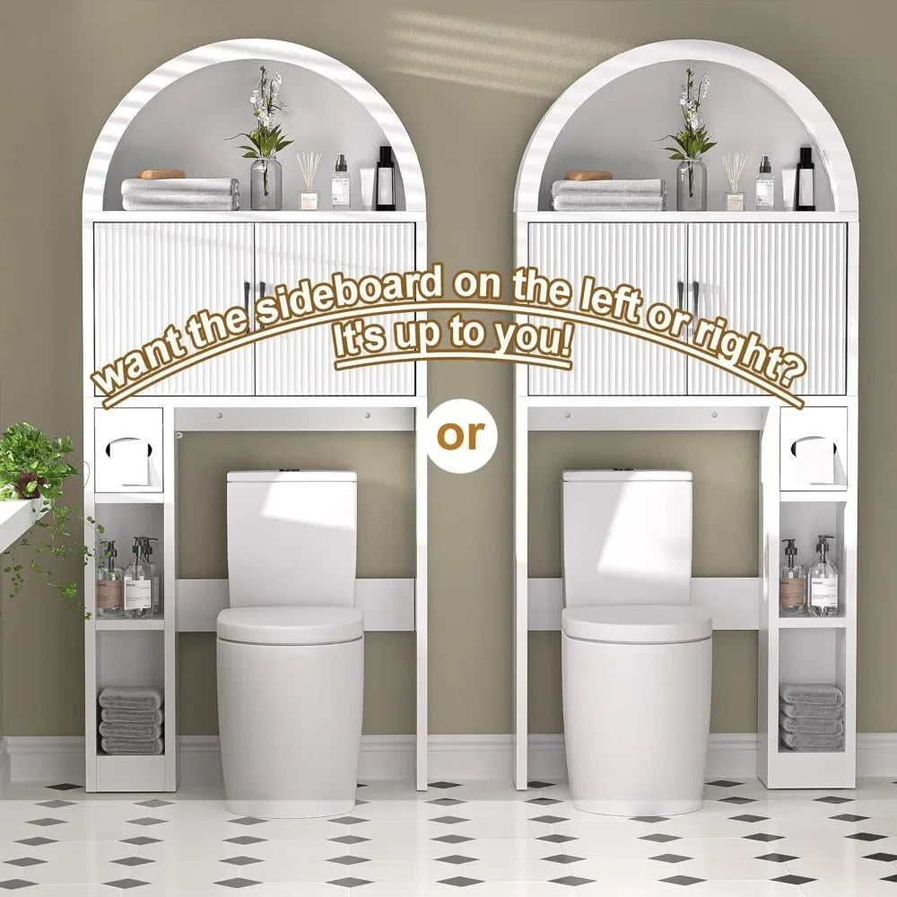 Bestseller"freestanding toilet-top storage cabinet with adjustable shelves and anti-tip feature, arched design"