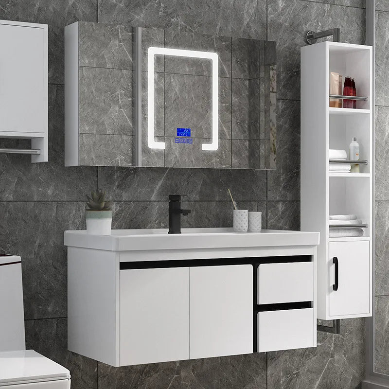 Wholesale High Quality Marble Bathroom Vanity White Unit Bathroom Furniture Poland Bathroom Cabinet
