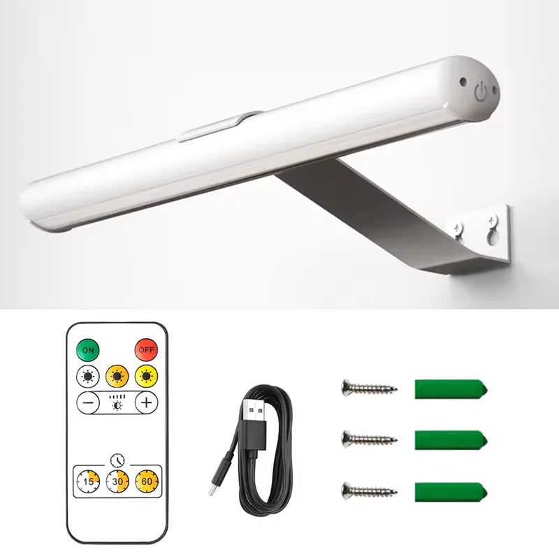 4000mAH Picture Wall Lamp LED Wireless Wall Light Tricolor Dimmable With Remote Art Display Rechargeable Battery Operated