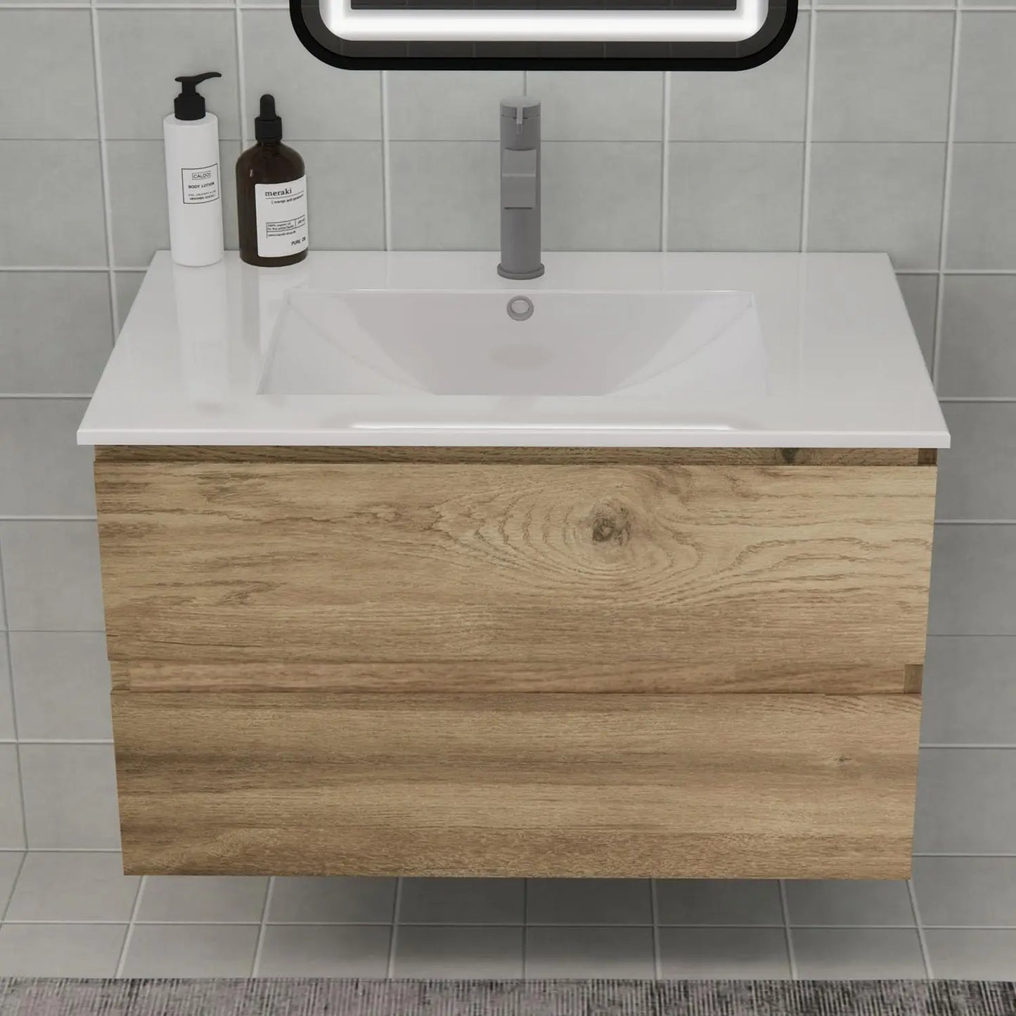 30" Space-Saving Floating Bathroom Vanity with Sink Moisture-Resistant MDF 2 Soft-Close Drawers Modern Bathrooms Customized