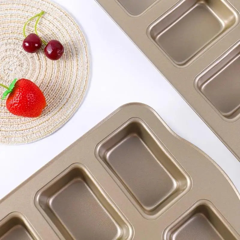 Non-Stick Baking Pan with 8 Molds, Home Use Mini Loaf Pans, Oven Compatible Toast, Muffin, and Cupcake Mold Baking Tools.