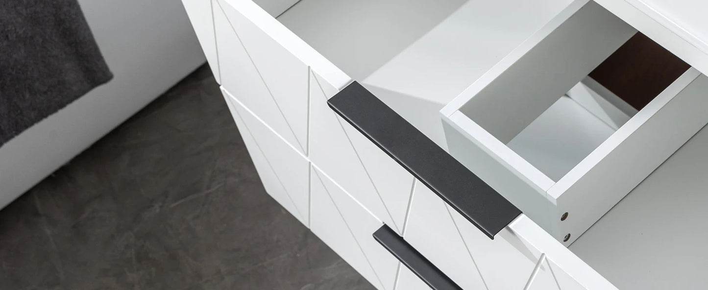 30" Bathroom Vanities Cabinet with Sink Combo, Wall Mounted Floating Cabinet W/Decor Line, Soft-Close System, 2 Extra Big Drawer