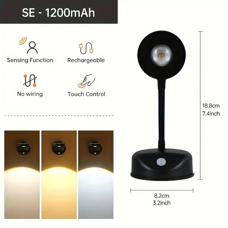 Wall Lamp Rechargeable Intelligent Human Sensing Wireless Night Light Dimmable LED Spotlights for Decoration Painting Lighting