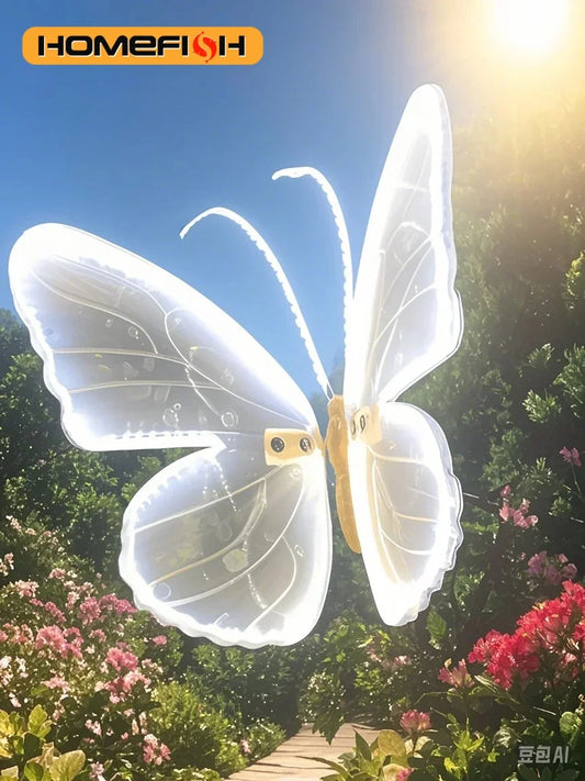 1pcs LED Outdoor Simulation Dynamic Static Butterfly Lights Holiday Party Home Christmas Decorations