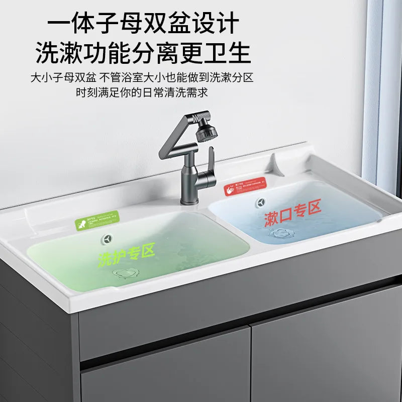 bathroom cabinet Combination bathroom Ceramic integrated double basin Deepening face washstand Customizable