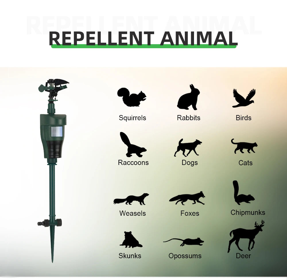 Motion Sprinkler Animal Deterrent Garden Pest Control Jet Spray Birds Repellent Driving Small Animals Repellent Used