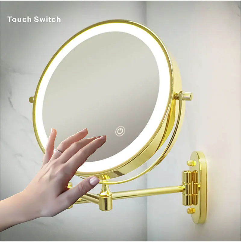 8 inch Makeup Mirror Matte Gold 3x/5x/7x/10x Magnifying Double Side USB Charging Bathroom 3 color light Cosmetic Mirrors