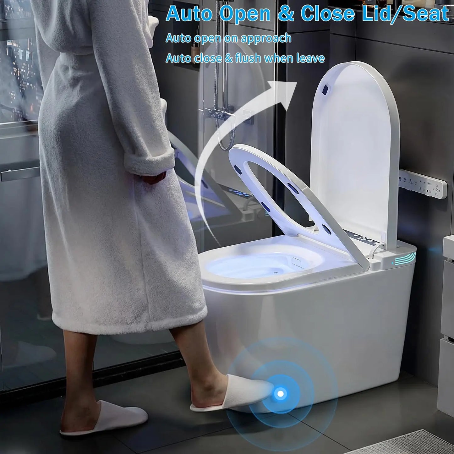 Luxury Smart Toilet with Bidet Built-in, Auto Open/Close, Dual Auto Power Flush, One Piece Elongated Toilet , Customized