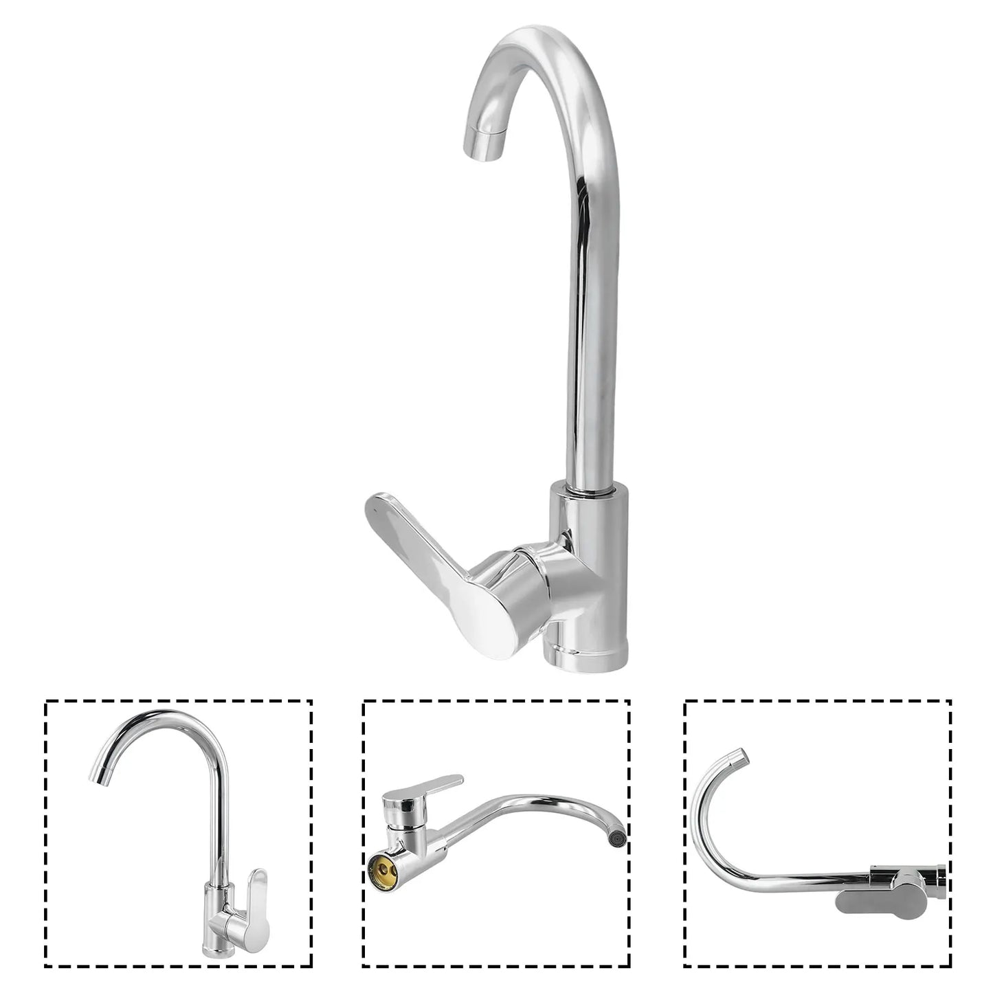 Kitchen Bathroom  Faucet Polished  Chrome Plated  Swivel Basin  Sink Cold Hot Mixer Water Tap Deck Mounted Bathroom Faucet