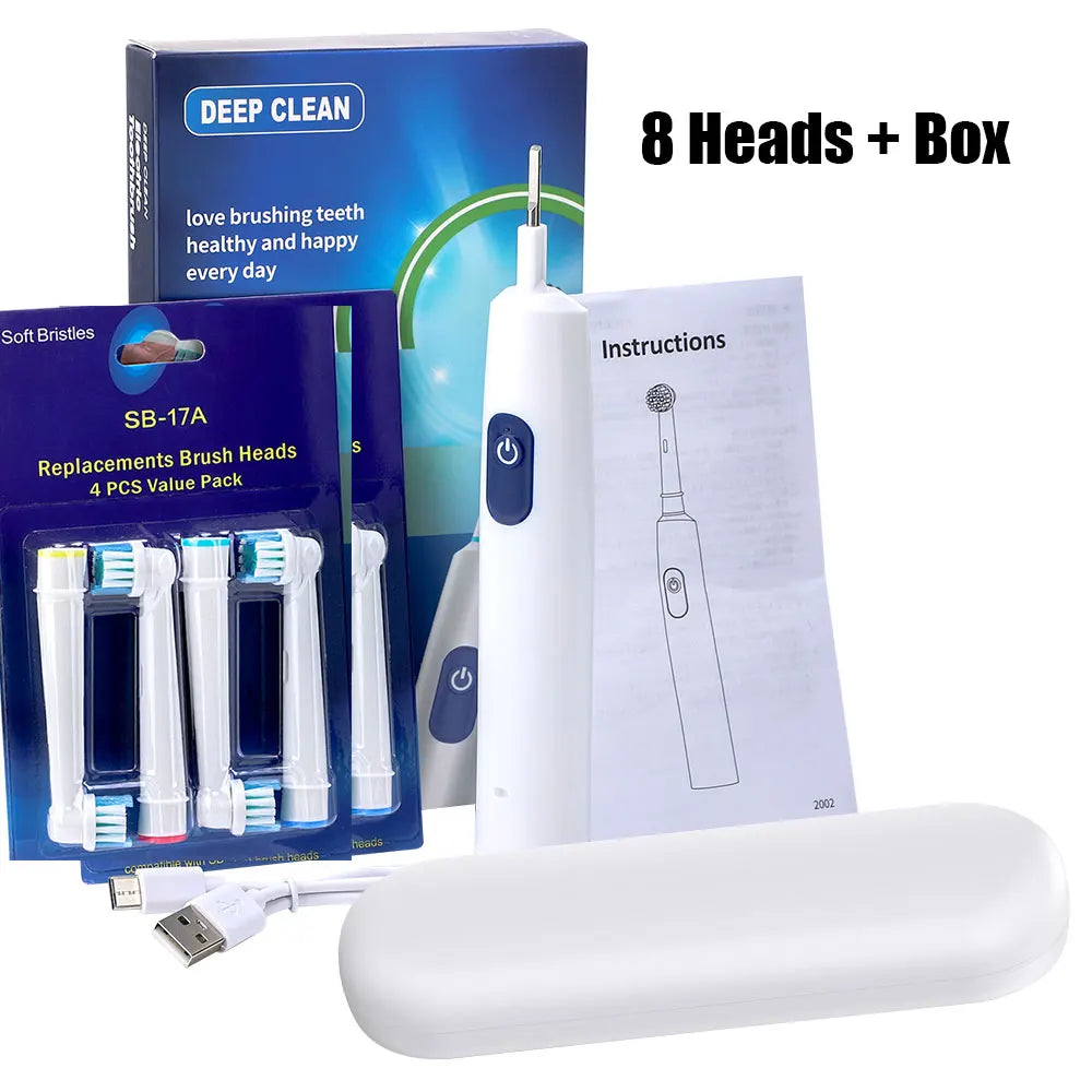 Smart Rotating Timing Electric Toothbrush, Rechargeable Rotary Toothbrush with 4 Heads, 5 Modes Setting Teeth Whitening Oral Car
