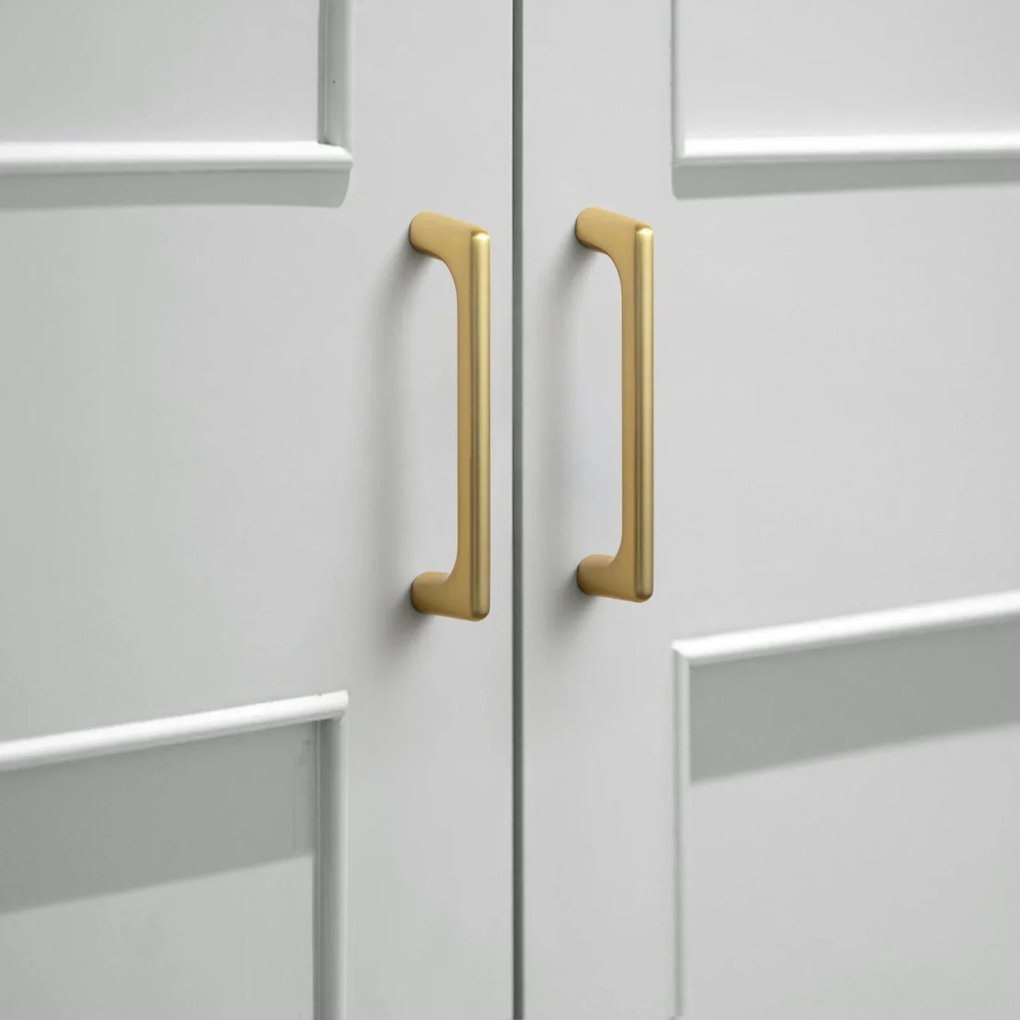 Goo-Ki Brushed Gold Cabinet Pulls with 5'' Hole Centers, Modern Style Zinc Alloy Cabinet Handles for Dresser,Wardrobe,Cupboard