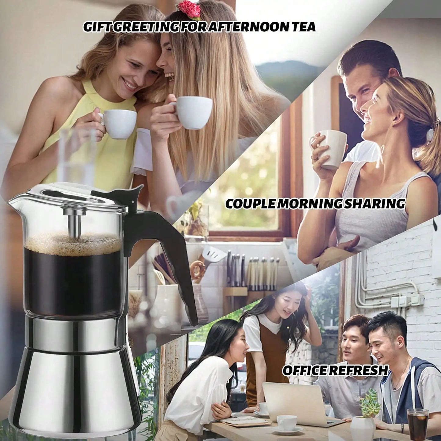 Mocha Coffee Pots Italian Aluminum Octagonal Pot Coffee Cup Maker Tea Maker Portable Coffee Maker