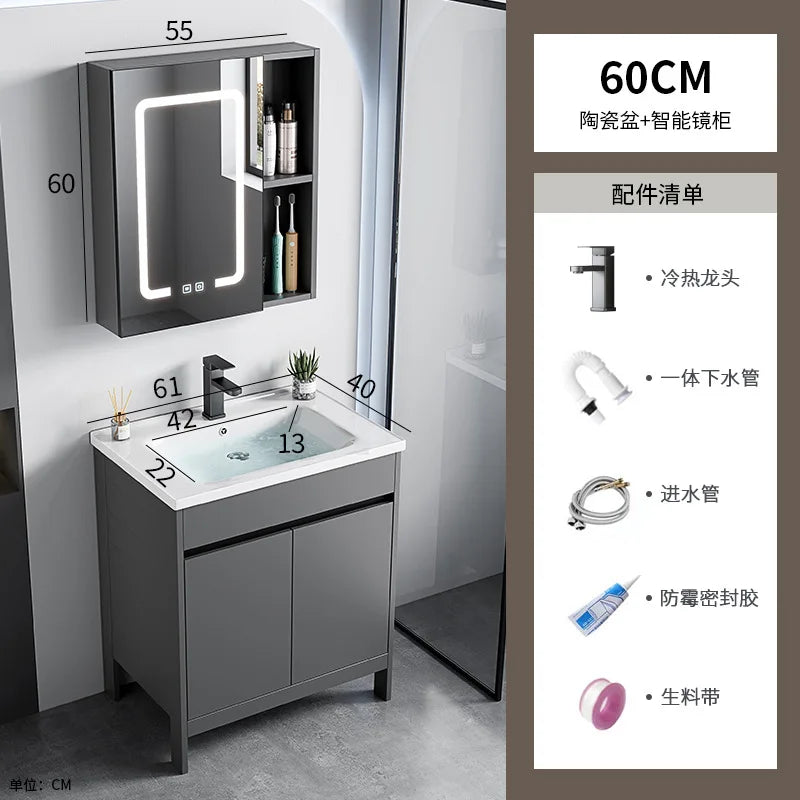 bathroom cabinet Combination bathroom Ceramic integrated double basin Deepening face washstand Customizable
