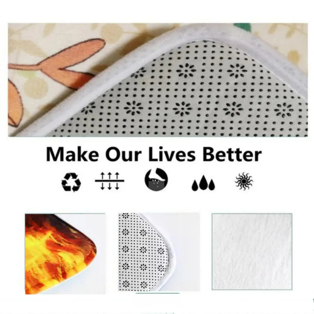 Kitchen Mat "Kitchen is the Heart of the Home" Wood Grain & Culinary Motifs Floor Mats for Sink Dining Room Living Room Bedroom