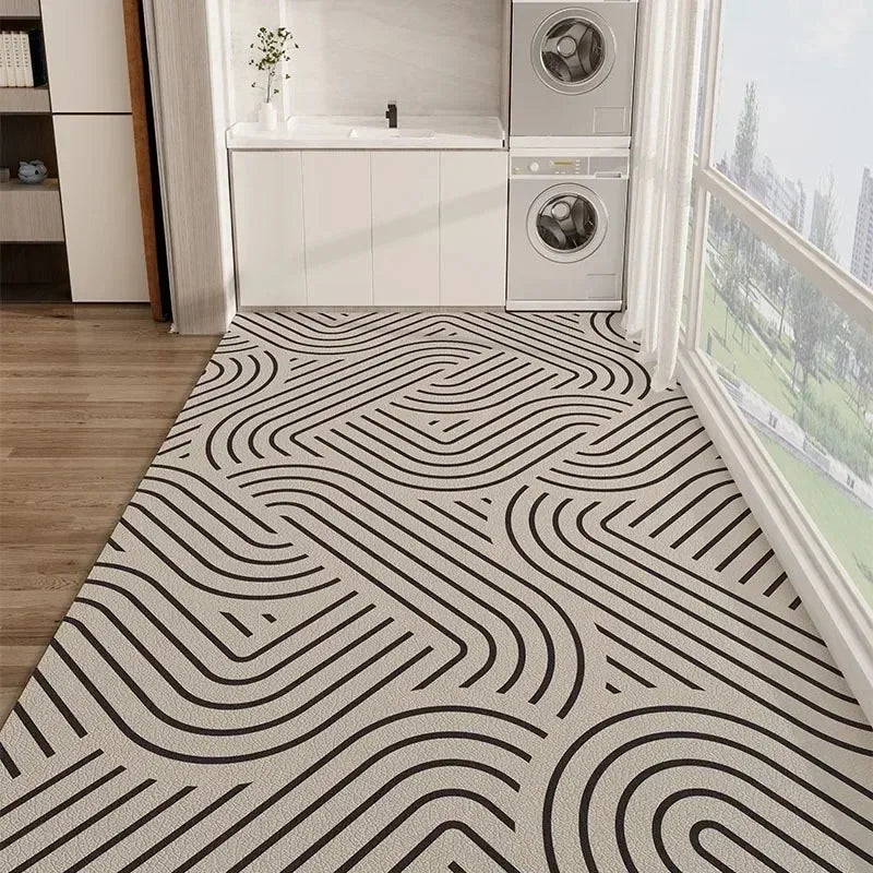 Balcony Waterproof Carpet Pvc Leather Anti-slip Floor Mat Large Size Minimalist Style Home Decoration Rug Kitchen Carpets 주방 카펫