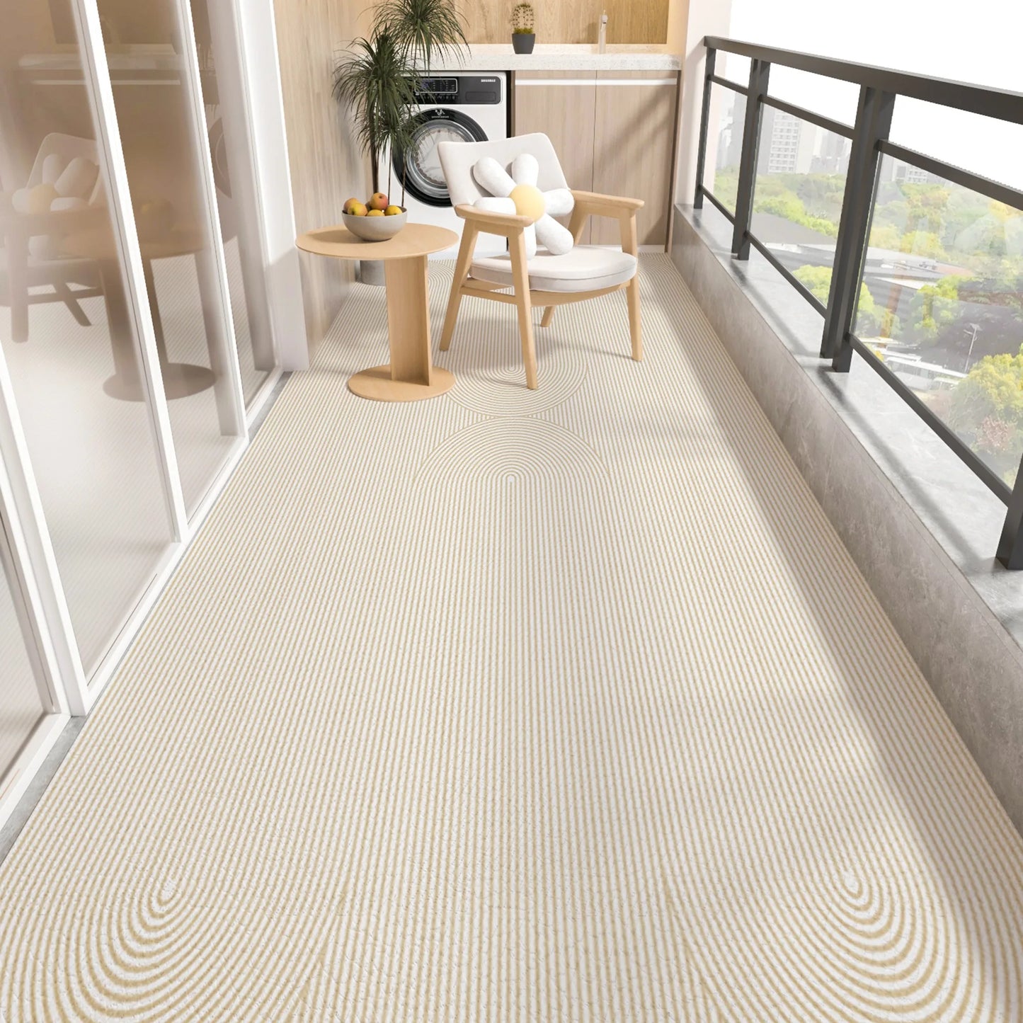 Balcony Floor Mat Pvc Leather Carpet Waterproof Non-slip Foot Mats Long Strip Big Size Rug Japanese Striped Home Decoration Rugs