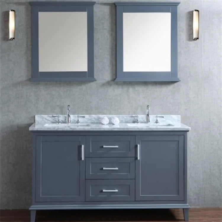 Luxury modern modular bathroom cabinet with smart mirror ceramic basin, wall-mounted vanity, eco-friendly