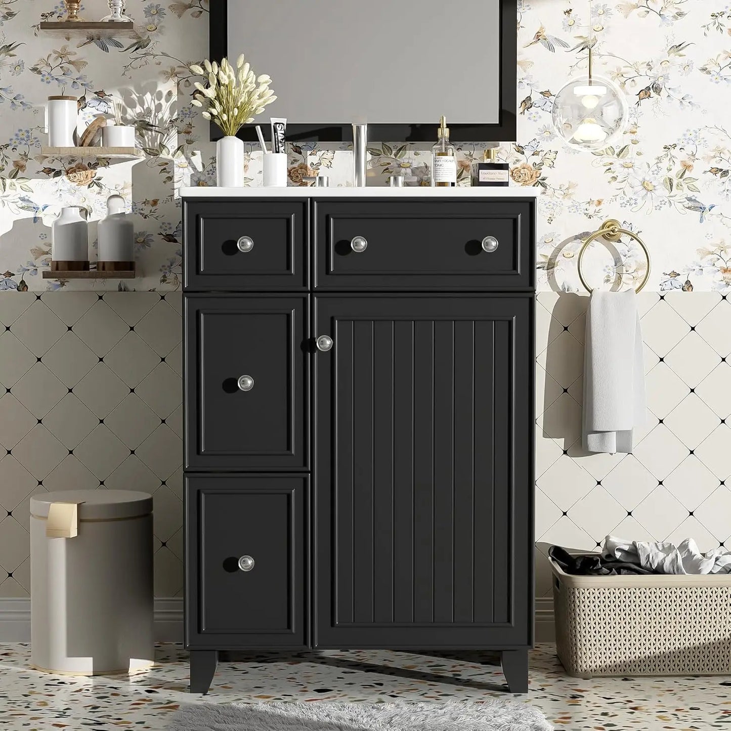 24in Small Vanity Cabinet Undermount Sink Soft Close Door Easy Assembly Bathroom Furniture Customized