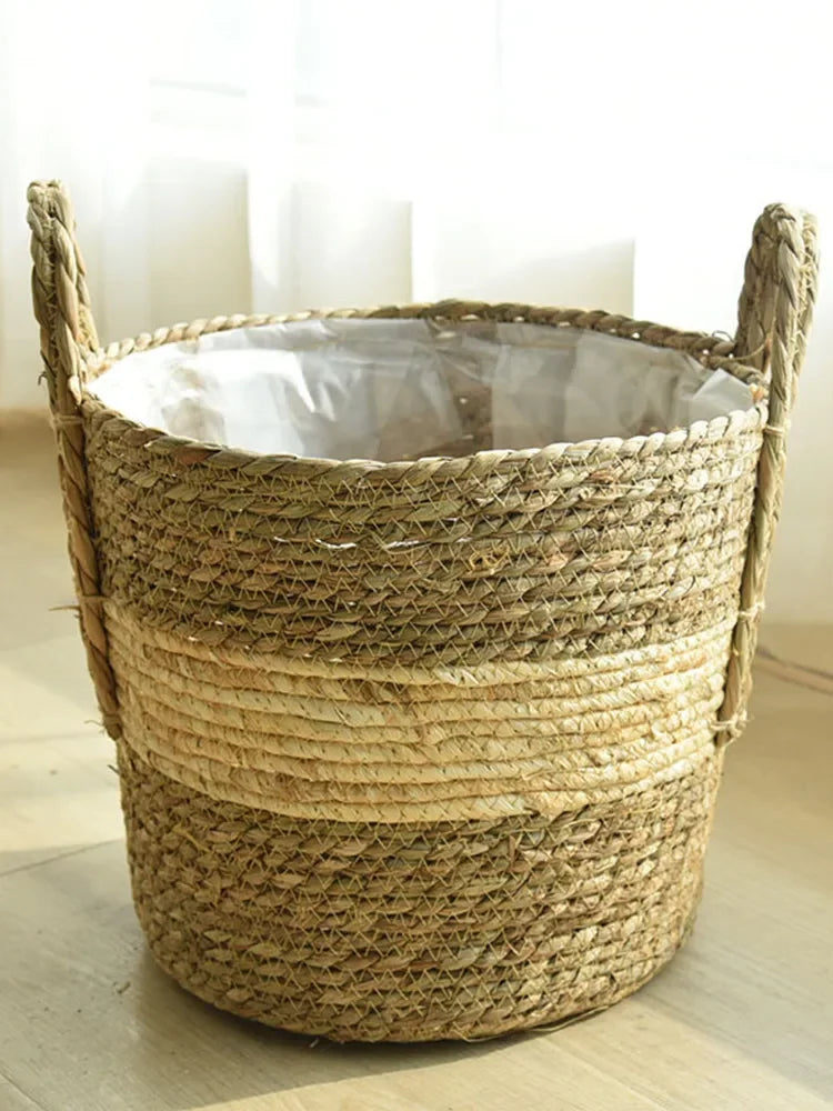 Natural Wicker Planter Basket  Flower Pot Rattan Straw Flower Basket For  Home Garden Decoration 20/25/30CM