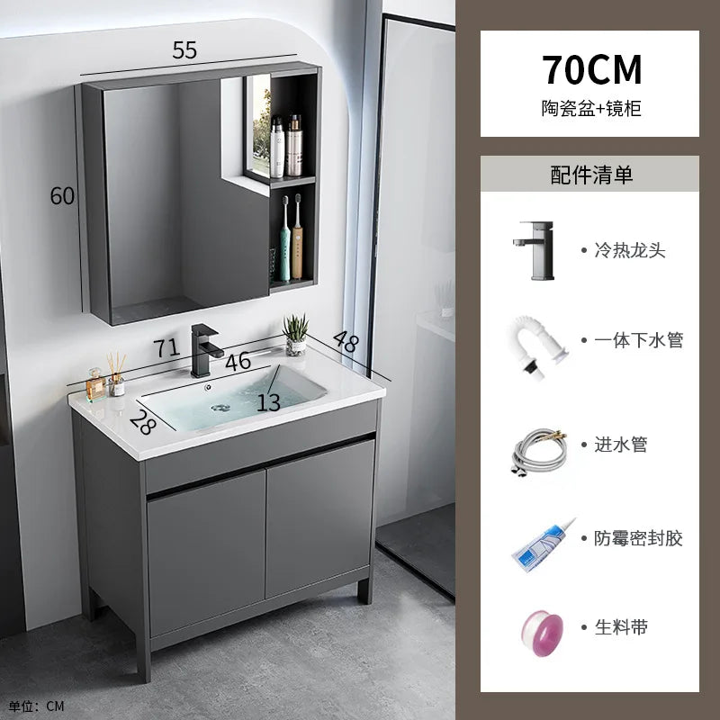 bathroom cabinet Combination bathroom Ceramic integrated double basin Deepening face washstand Customizable