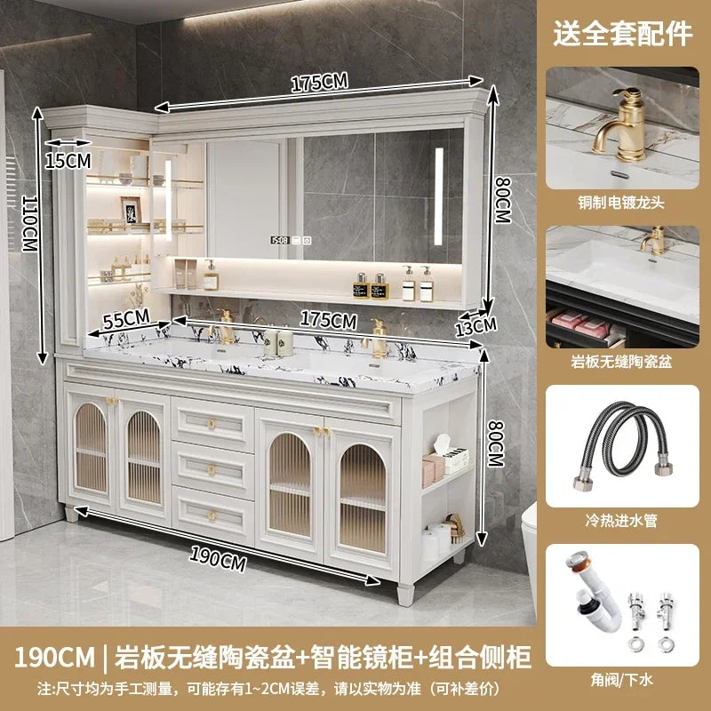 American Oak Bathroom Cabinet Combination French Bathroom Rock Slab Seamless Basin Washbasin Floor Type