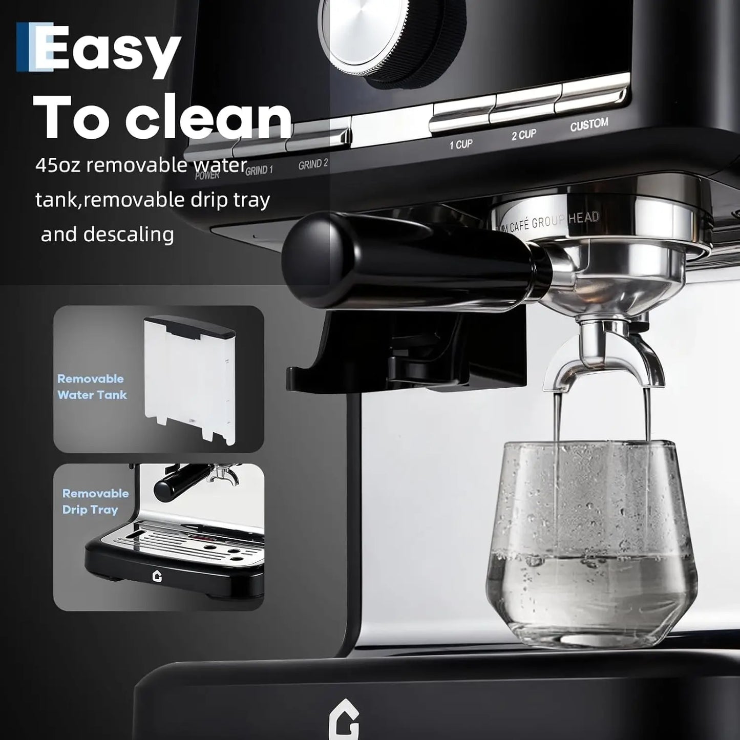 20 Bar Espresso Machine With Grinder Milk Frother 1.5L Coffee Maker 30 Grind Settings Automatic Steam Wand Home Barista