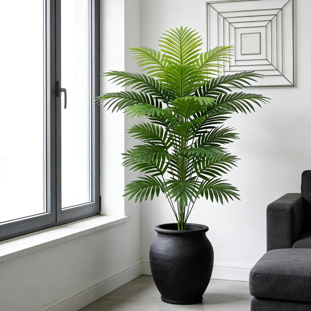 60-80cm Tall Artificial Palm Tree Fake Monstera Plants Branch Plastic Maranta Leafs Faux Coconut Leaves For Home Indoor Decor