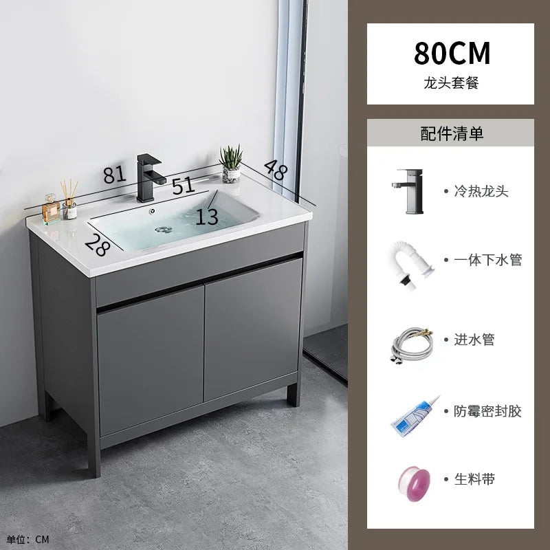bathroom cabinet Combination bathroom Ceramic integrated double basin Deepening face washstand Customizable