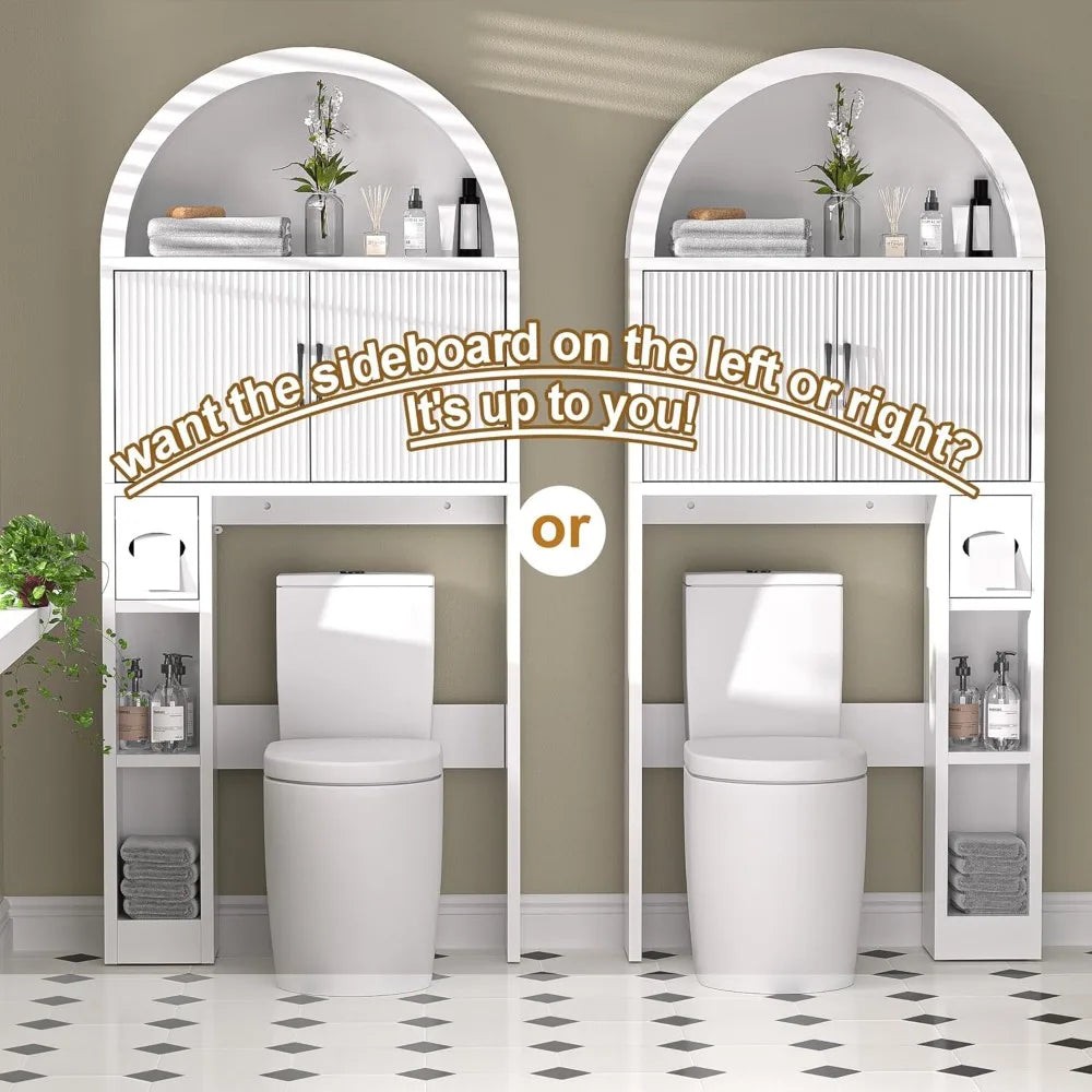 Bestseller"freestanding toilet-top storage cabinet with adjustable shelves and anti-tip feature, arched design"