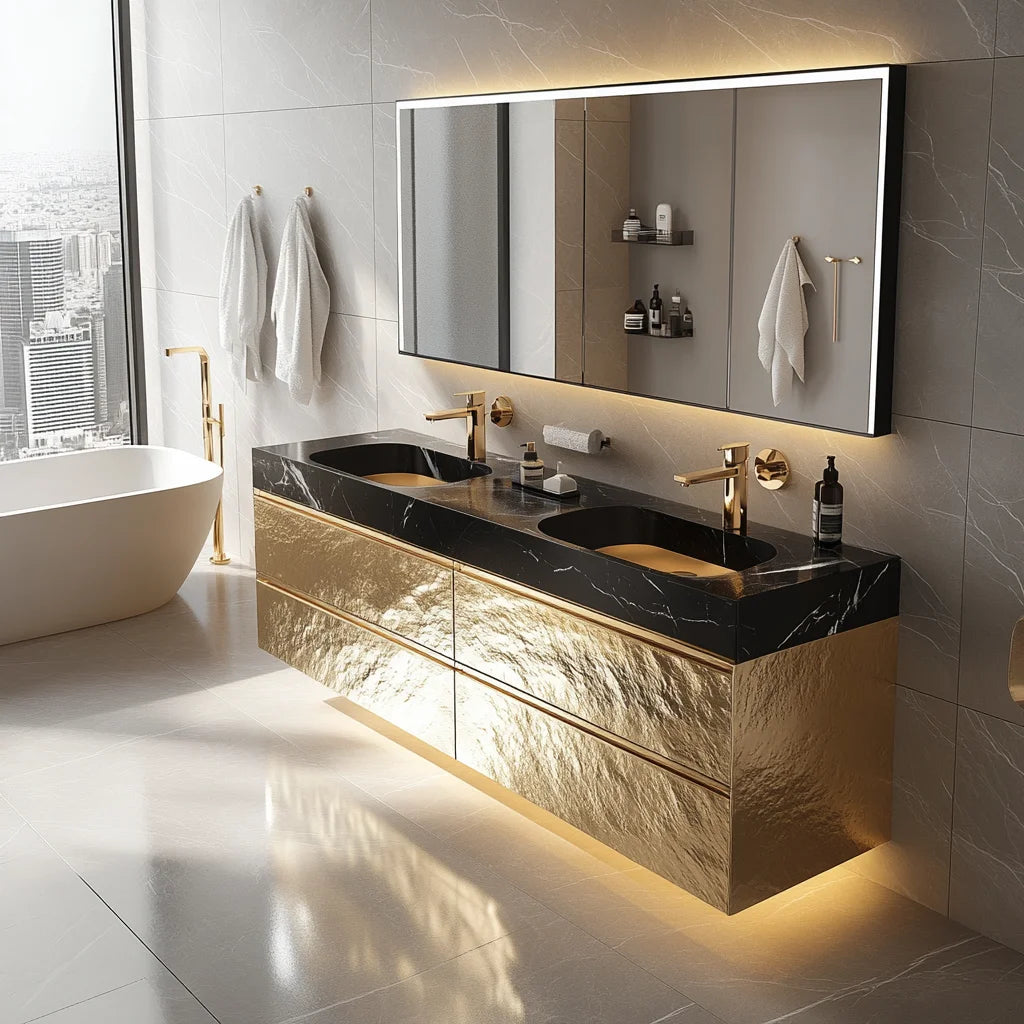Luxury Gold Bathroom Vanity Wash Cabinet Marble Top Bathroom Cabinet Bathroom Vanity With Sink 36 Inch Customizable