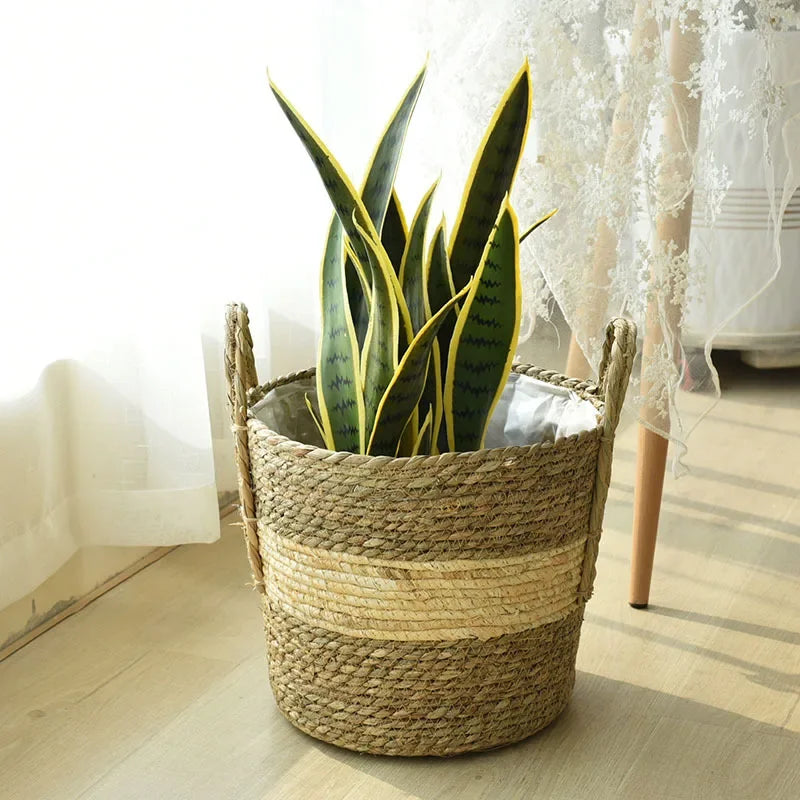 Natural Wicker Planter Basket  Flower Pot Rattan Straw Flower Basket For  Home Garden Decoration 20/25/30CM