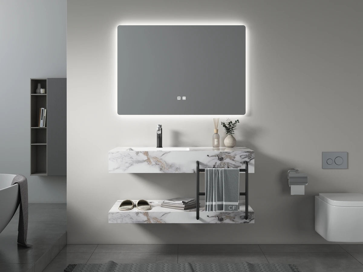 Bath Room Cabinet Set Vanity Home Or Hotel Bathroom With Led Light Makeup Mirror Basin Vanities Lighting