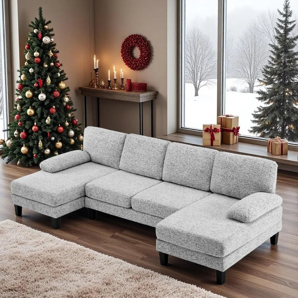 Sectional Couch with Chaise, Affordable Small Sofa,Chenille Fabric Comfy Couches for Living Room,Customized
