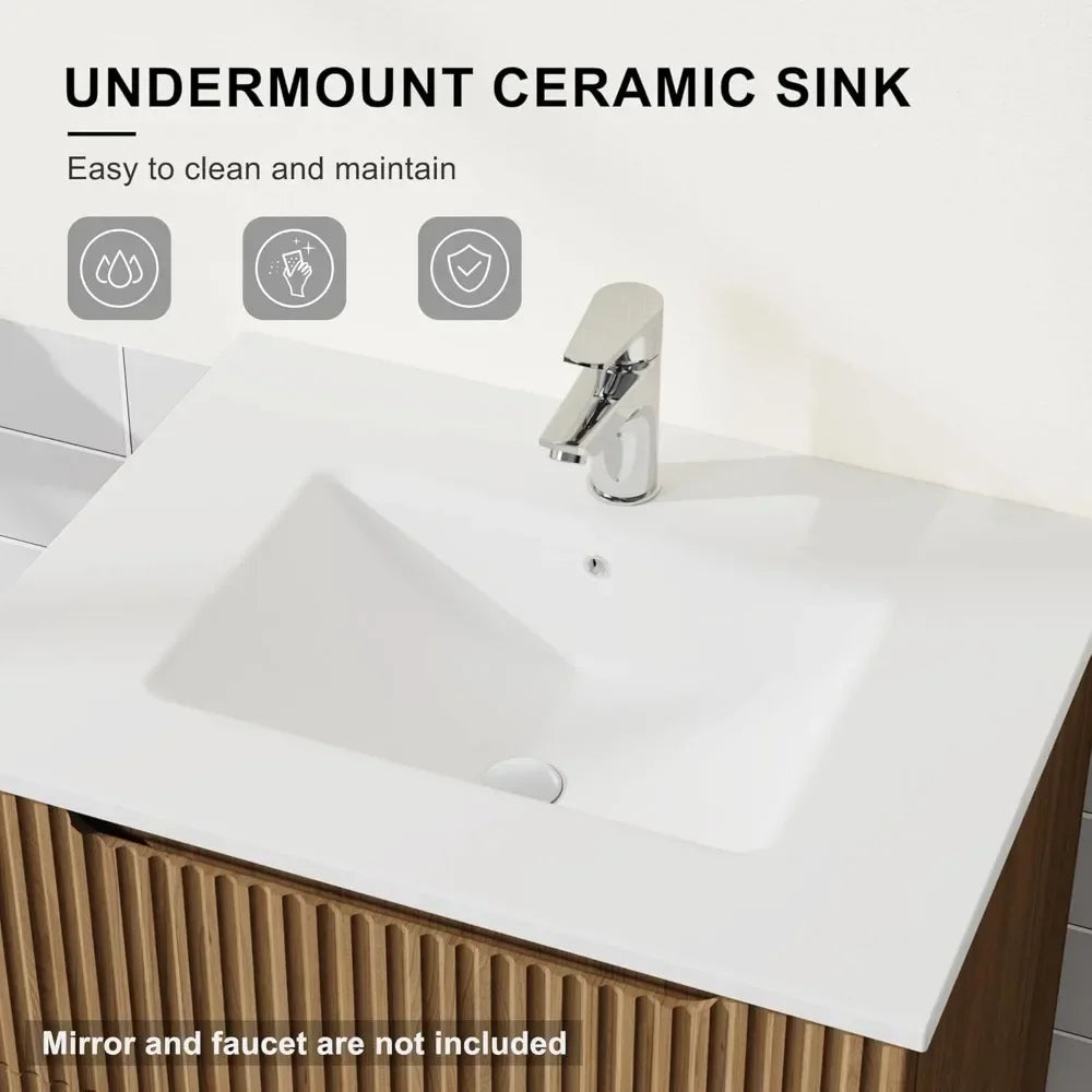 Postmodern Nordic Wall-Mount Bathroom Vanity With Basin Sink Floating Cabinet