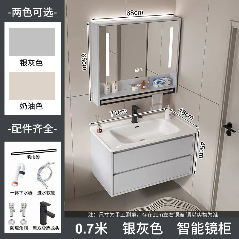 bathroom cabinet combination ceramic basin integrated basin washbasin washbasin cabinet Customizable