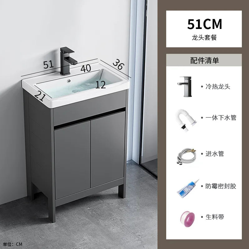 bathroom cabinet Combination bathroom Ceramic integrated double basin Deepening face washstand Customizable