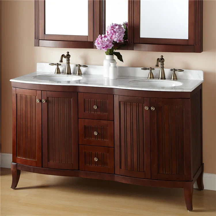 Luxury modern modular bathroom cabinet with smart mirror ceramic basin, wall-mounted vanity, eco-friendly