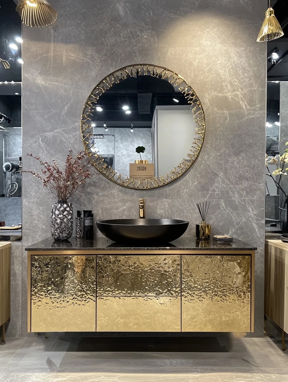 Luxury Gold Bathroom Vanity Wash Cabinet Marble Top Bathroom Cabinet Bathroom Vanity With Sink 36 Inch Customizable