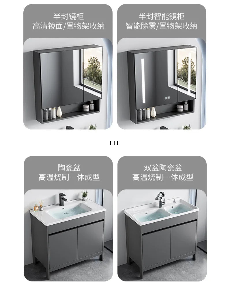 bathroom cabinet Combination bathroom Ceramic integrated double basin Deepening face washstand Customizable