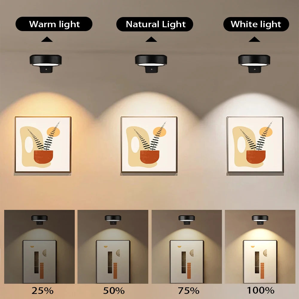 LED Night Light 3-Color Painting Light Closet Light Dimmable Brightness Rechargeable Touch Remote Control Night Light Pat Light