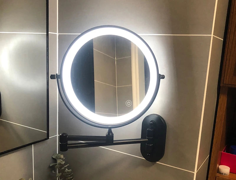 8 inch Makeup Mirror Matte Gold 3x/5x/7x/10x Magnifying Double Side USB Charging Bathroom 3 color light Cosmetic Mirrors