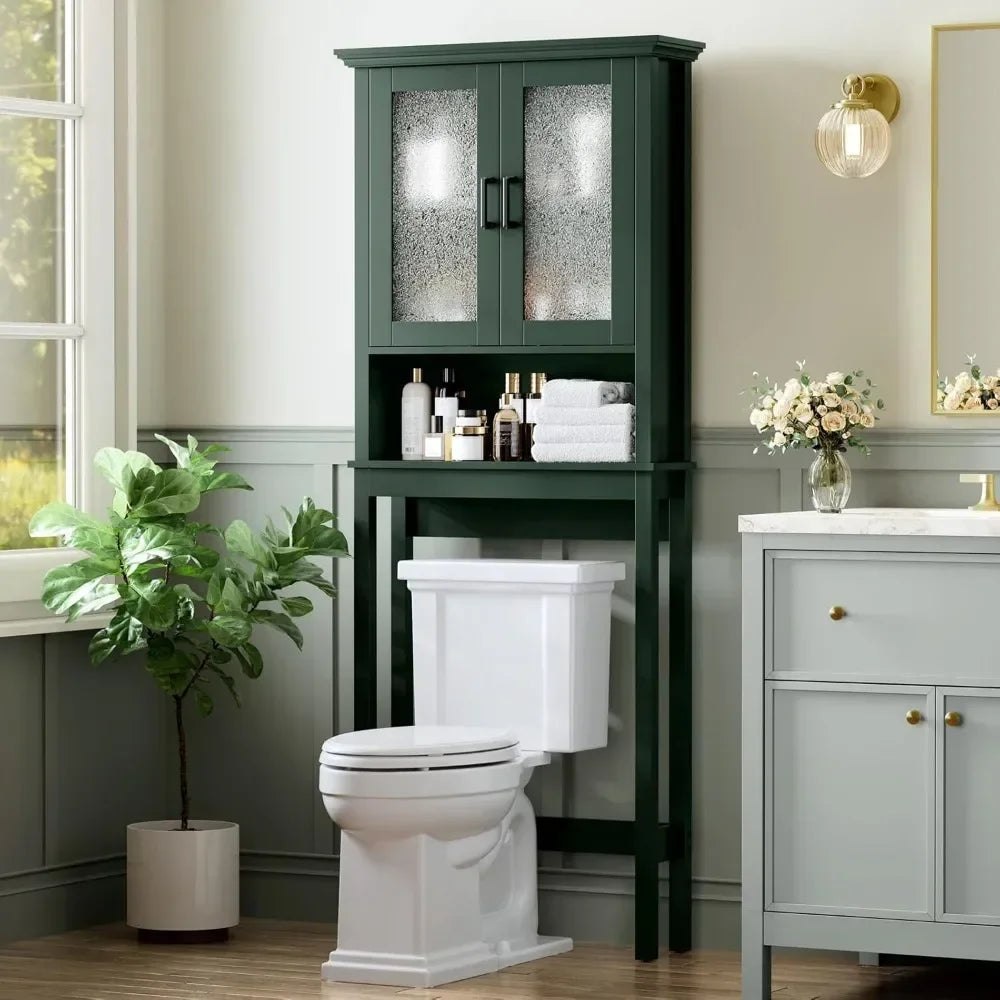 Bestsellerover the toilet storage cabinet, over toilet storage with glass doors and adjustable shelf, thicken frame above the to