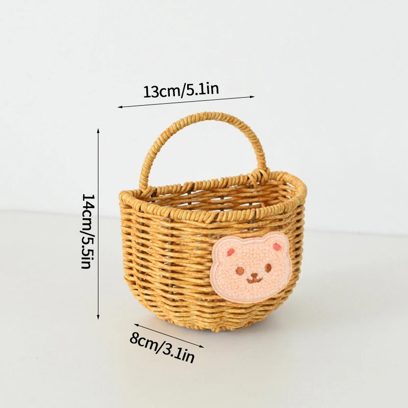 Kitchen Storage Basket with Handle Woven Hanging Baskets for Living Room Fruit Sundries Organizer Home Decor Hand-woven Baskets